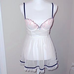 Victoria’s Secret mesh sheet lace babydoll lingerie, 34B, white,black,pink